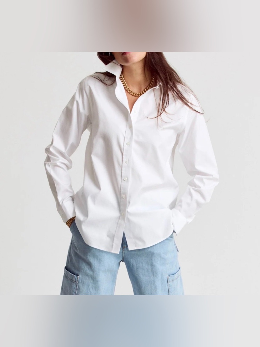 NWT The Shirt Rochelle Behrens The Boyfriend Shirt White Sz L MSRP $148